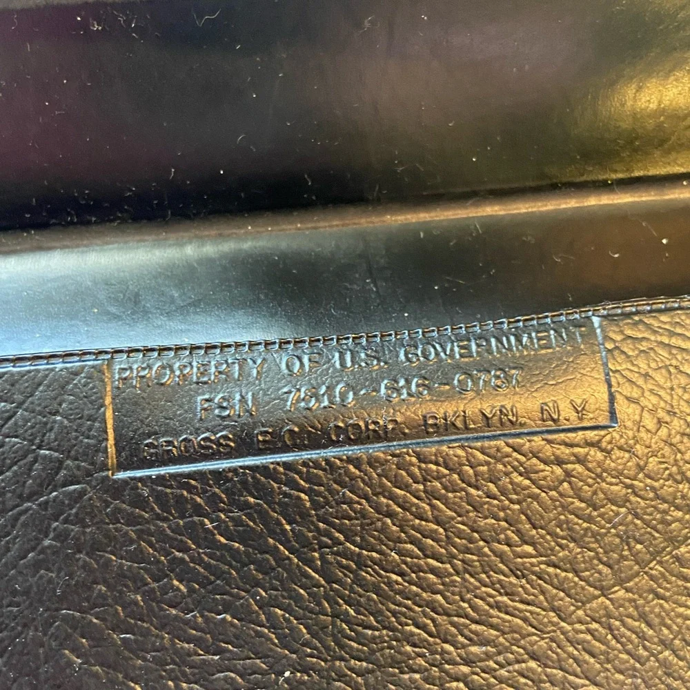 Vintage US Army Government Issue Black Vinyl Briefcase W/ Provenance RARE